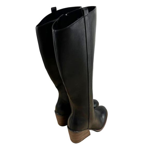 Korks NWOB Harley Tall Black Boot Size 6M Side Zip Pull Tab Tapered Stacked Heel - Picture 2 of 8